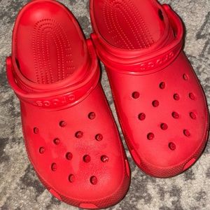 USED red crocs Men Size 10 Women 12